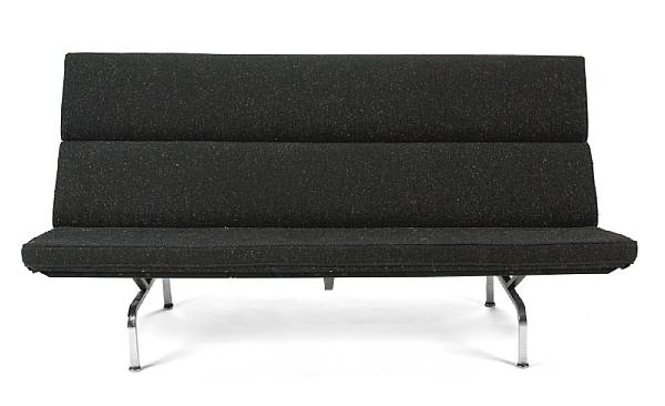 Appraisal: A Charles and Ray Eames upholstered black enamel and chromed-plated