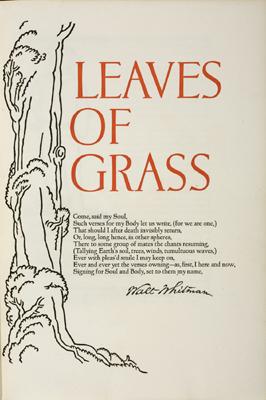 Appraisal: WHITMAN Walt Leaves of Grass Comprising all of the Poems