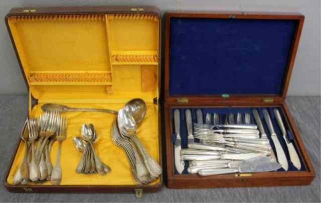 Appraisal: Silverplate Flatware Lot Including French hallmarked set including large tablespoons