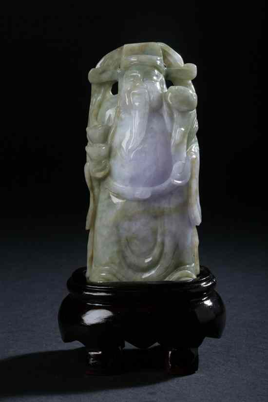 Appraisal: CHINESE LAVENDER AND CELADON JADEITE FIGURE OF TAOIST OFFICIAL -