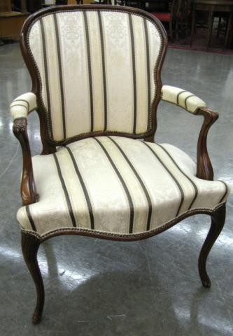 Appraisal: Vintage Mahogany French Style Open Arm Chair nail head trimmed