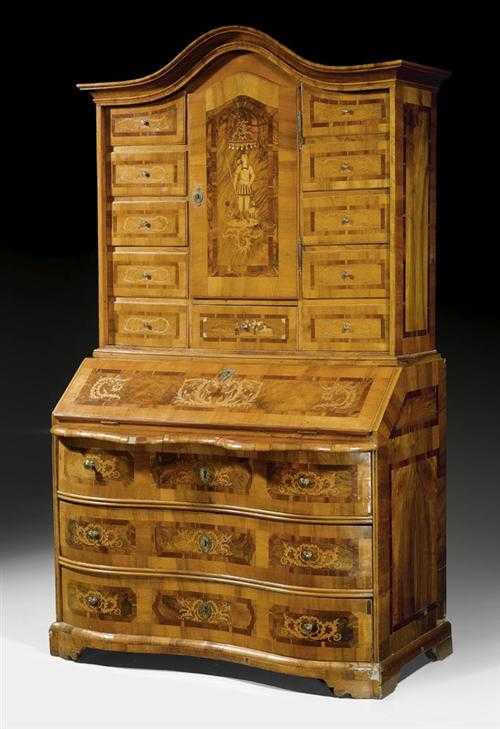 Appraisal: BUREAU CABINET Louis XV probably Ansbach Franconia circa Walnut cherry