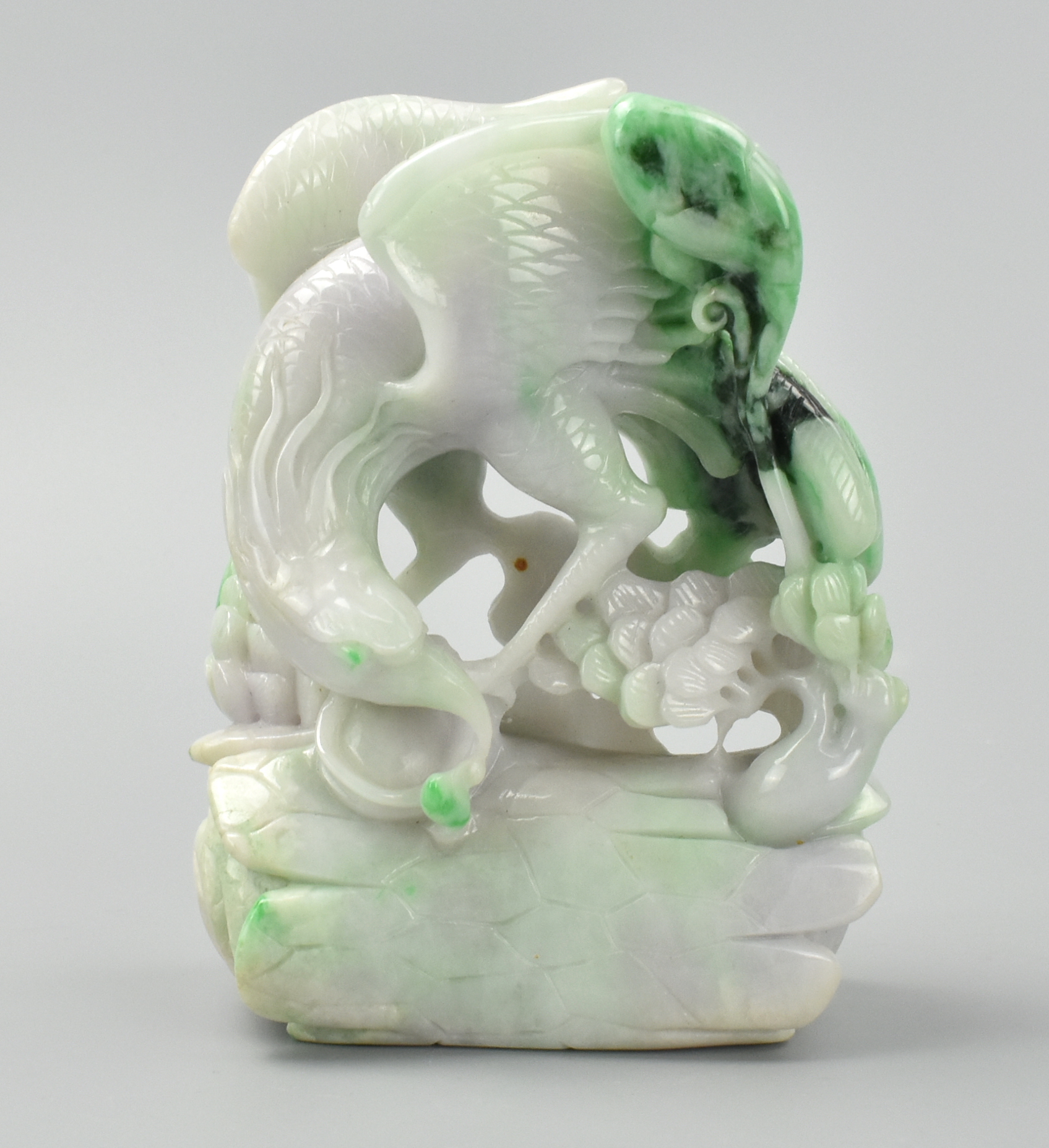 Appraisal: CHINESE CARVED JADEITE ORNAMENT W EAGLE a nicely carved jadeite