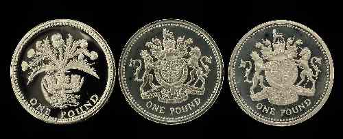 Appraisal: Two Elizabeth II silver Proof One Pound coins a ditto