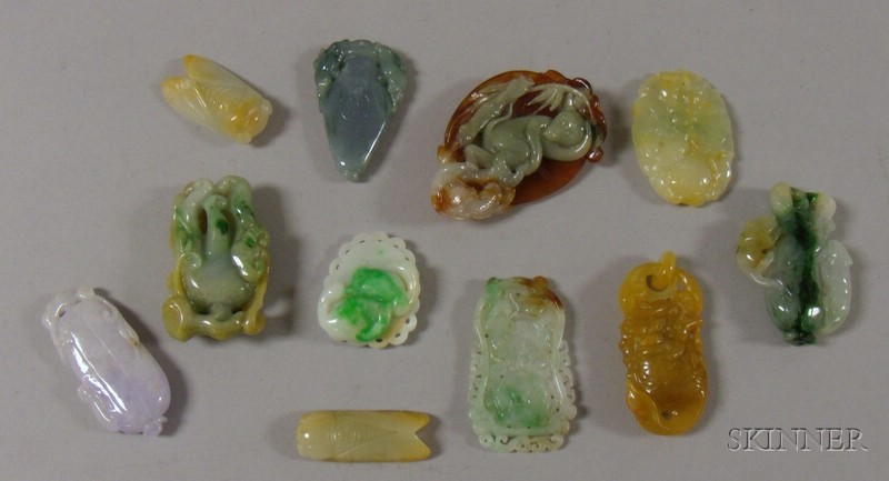 Appraisal: Ten Assorted Carved Jade Pendants and Other Items of various