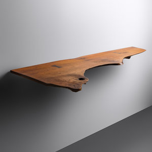 Appraisal: Phillip Lloyd Powell American - Wall-Mounted Shelf c black walnut