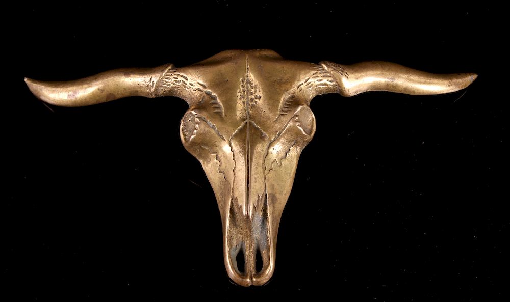 Appraisal: Solid Brass Texas Longhorn Skull Belt Buckle For your bidding