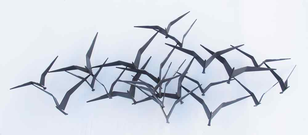 Appraisal: CURTIS JERE METAL WALL ART OF BIRDS IN FLIGHT Black