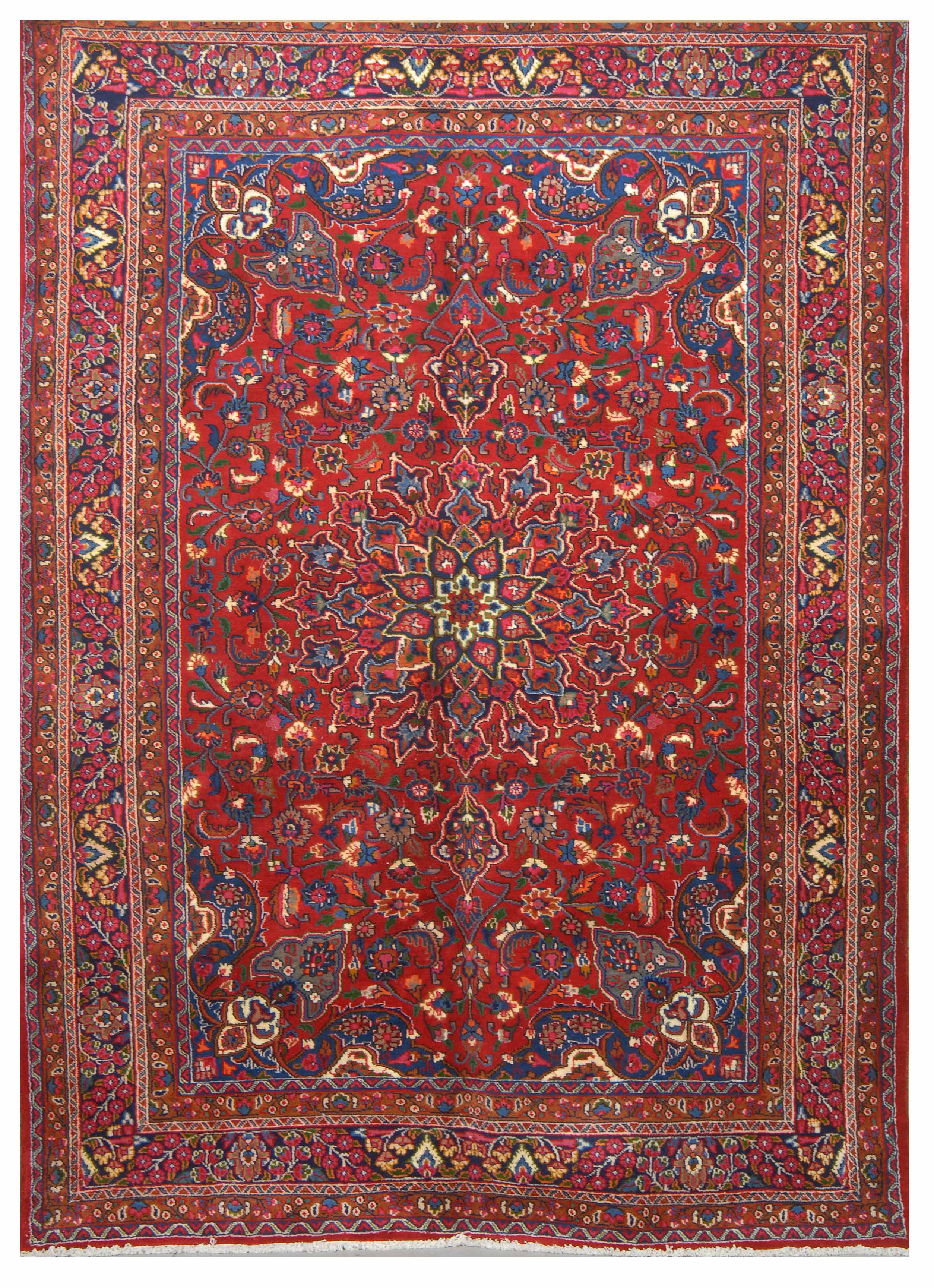 Appraisal: ORIENTAL RUG SALSAVAR ' x ' Floral medallion in blue