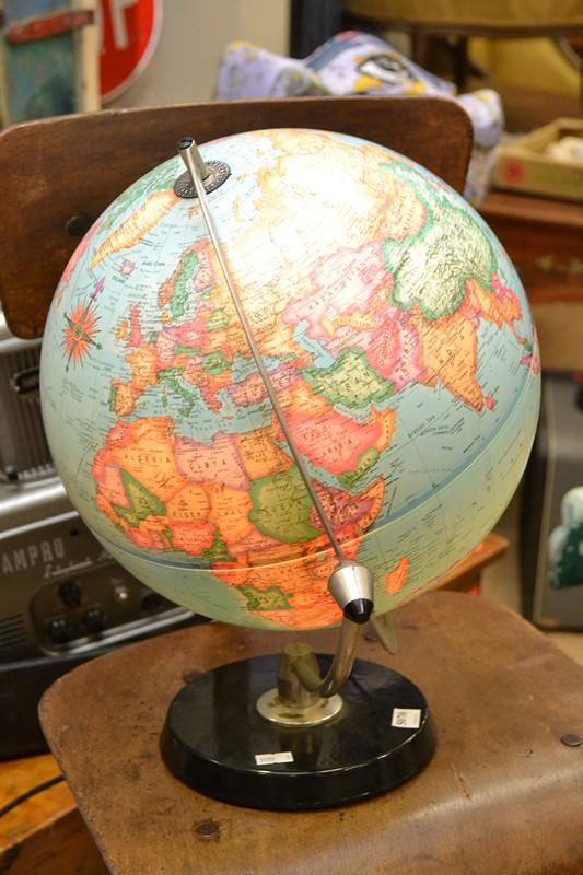 Appraisal: AN ELECTRIFIED WORLD GLOBE LAMP AN ELECTRIFIED WORLD GLOBE LAMP