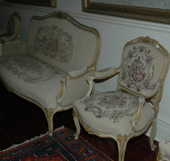 Appraisal: A SET OF FOUR LOUIS XV STYLE POLYCHROME SALON CHAIRS