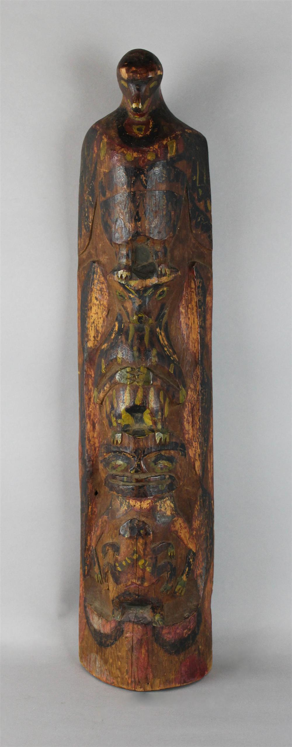 Appraisal: PACIFIC NORTHWEST COAST POLYCHROME TOTEM POLE MODEL carved and incised