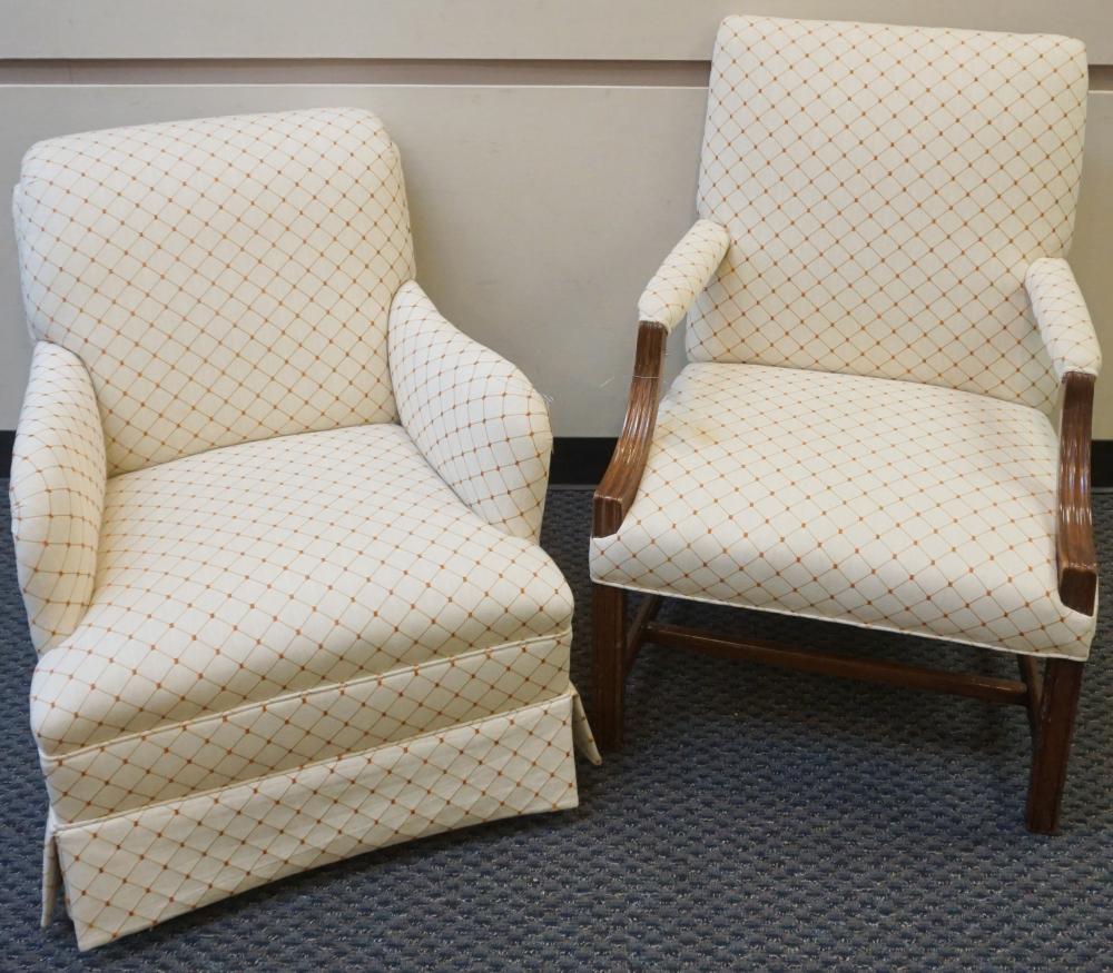 Appraisal: Upholstered Lounge Chair and Armchair