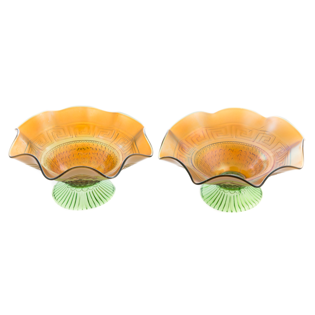 Appraisal: Pair of Northwood iridescent glass compotes first quarter- th century