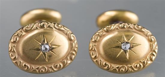 Appraisal: Gold filled with diamond chip cuff-links in original box