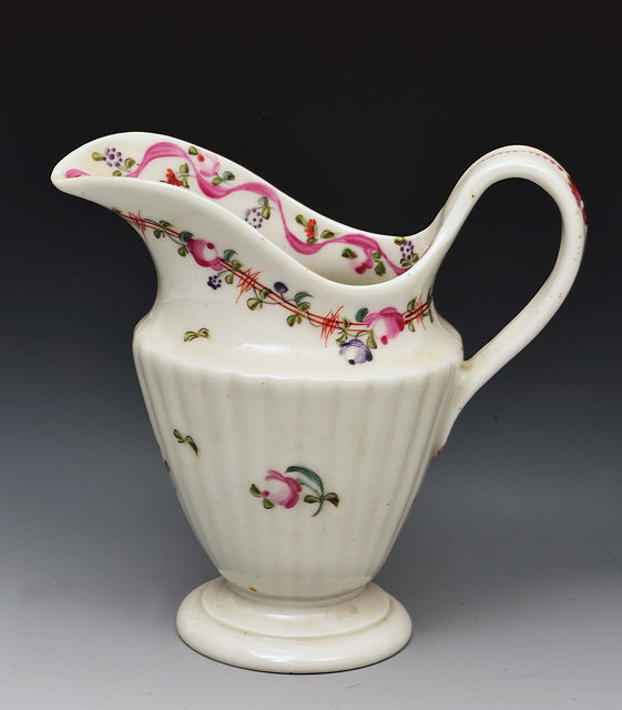 Appraisal: New Hall cream jugcirca - pattern fluted body and conical