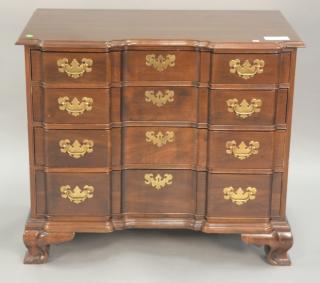 Appraisal: Ethan Allen Chippendale style cherry block front chest ht in