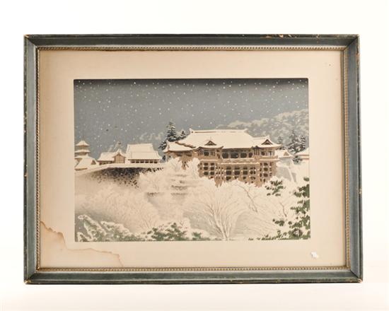 Appraisal: Tomikichiro Tokuriki E-M th C Kiyomizu Temple in Kyoto a