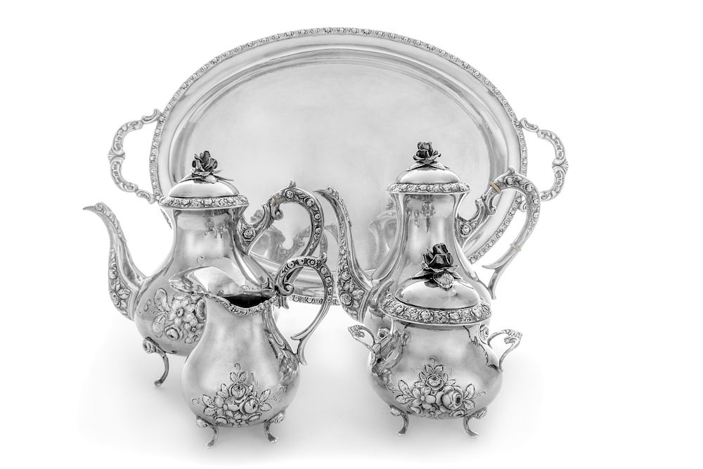 Appraisal: A German Silver Tea Service A German Silver Tea Service