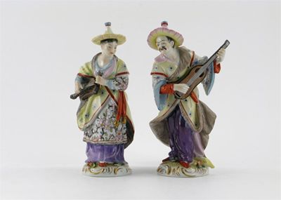 Appraisal: A pair of Volkstedt porcelain figures of Oriental musicians each