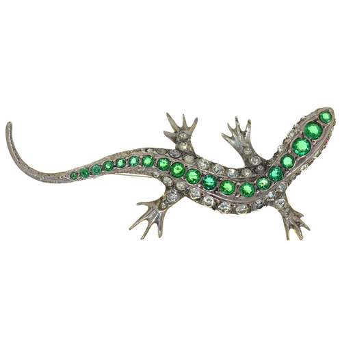 Appraisal: A green and white paste lizard brooch early thc with