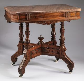 Appraisal: th century Eastlake marble top side table Eastlake marble top