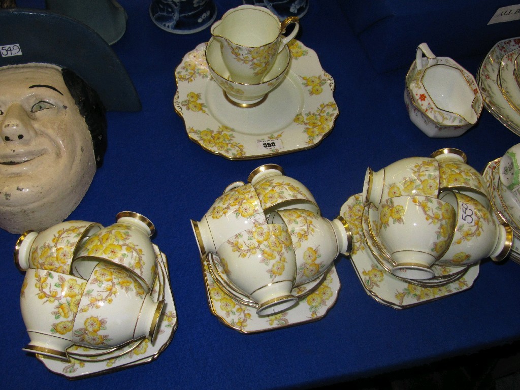 Appraisal: Gladstone china 'Apple Blossom' pattern twelve setting teaset