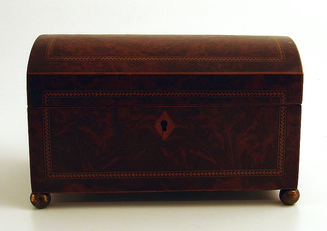 Appraisal: Interior ivory-handled cover with matching inlay brass ball feet t