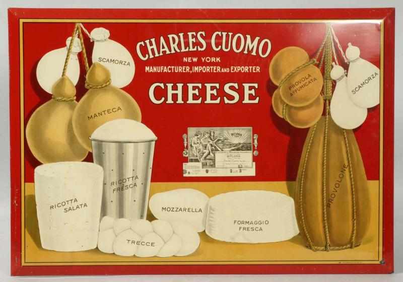 Appraisal: Tin over Cardboard Charles Cuomo Cheese Sign Description Circa s