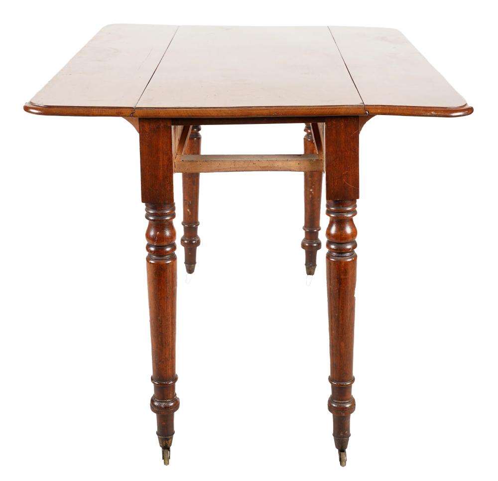 Appraisal: MAHOGANY DROP LEAF TABLE th century the turned legs raised