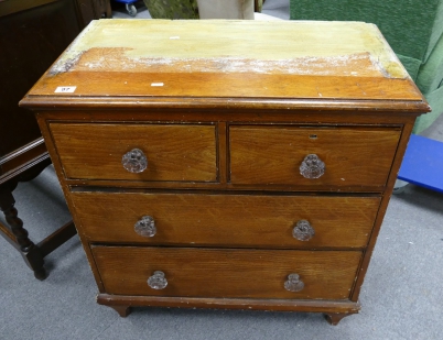 Appraisal: Pine over chest of drawers with original scumble