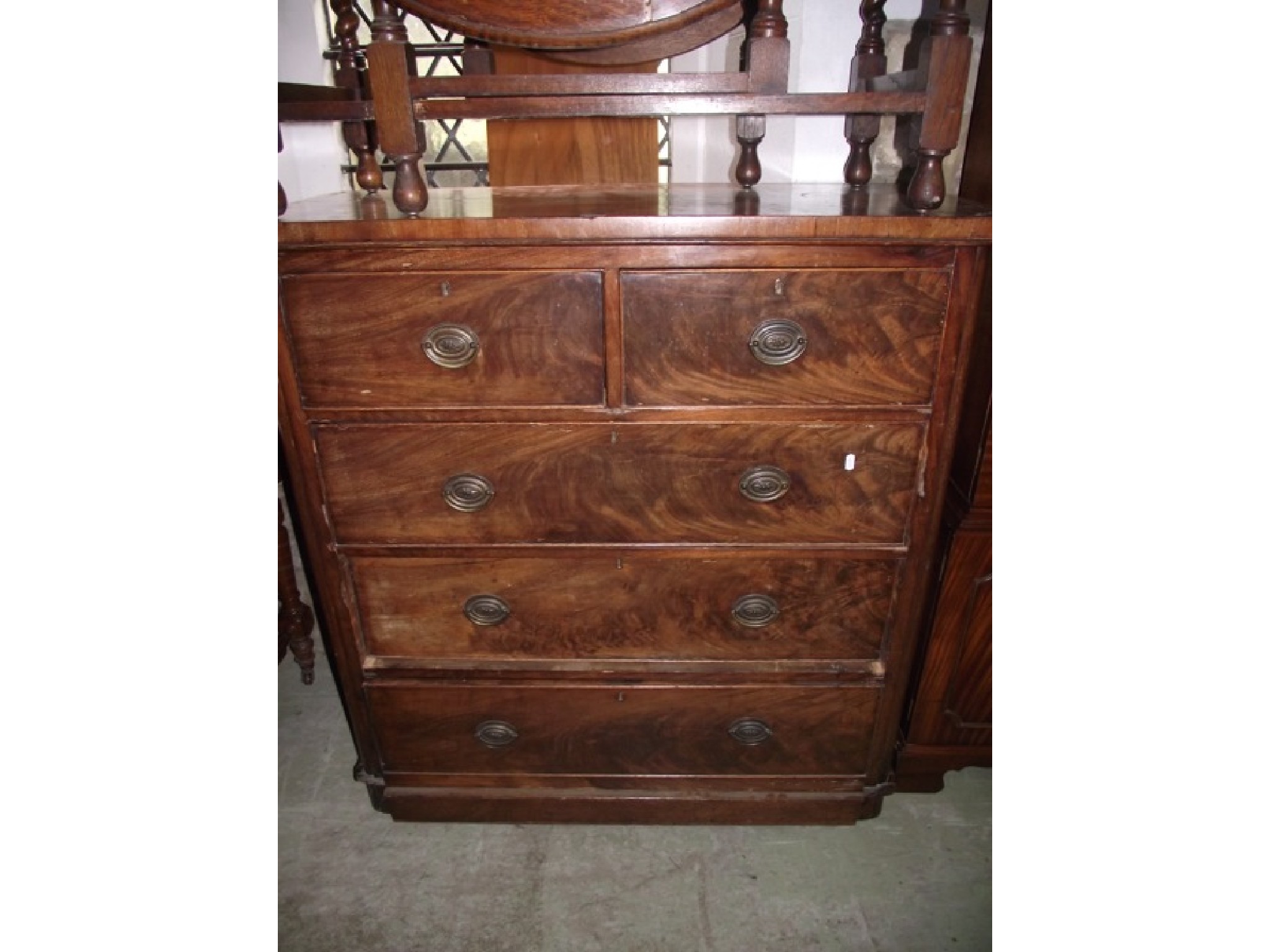 Appraisal: A Victorian mahogany bedroom chest of three long and two