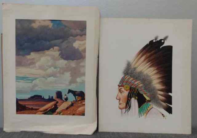 Appraisal: CHARLTON Charles Western Watercolors Both signed and unframed American Indian