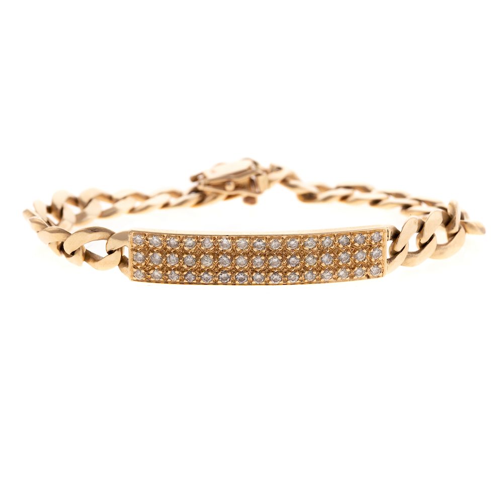 Appraisal: A Ladies Pave Diamond ID Bracelet in K K yellow