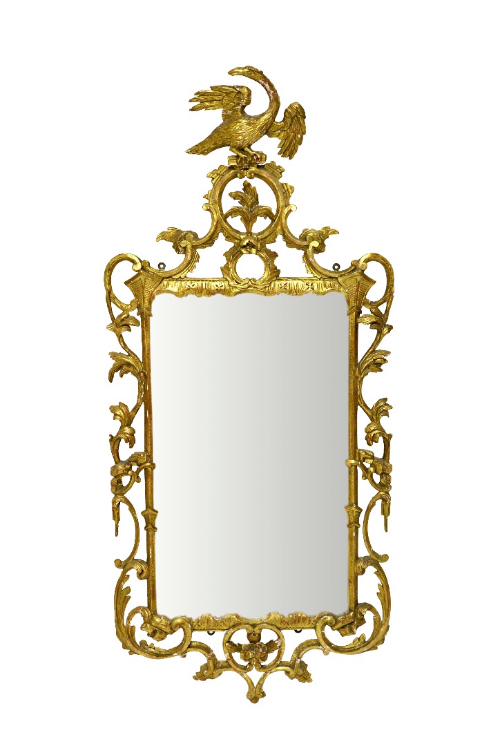 Appraisal: A George III gilt framed wall mirror with Ho-ho bird