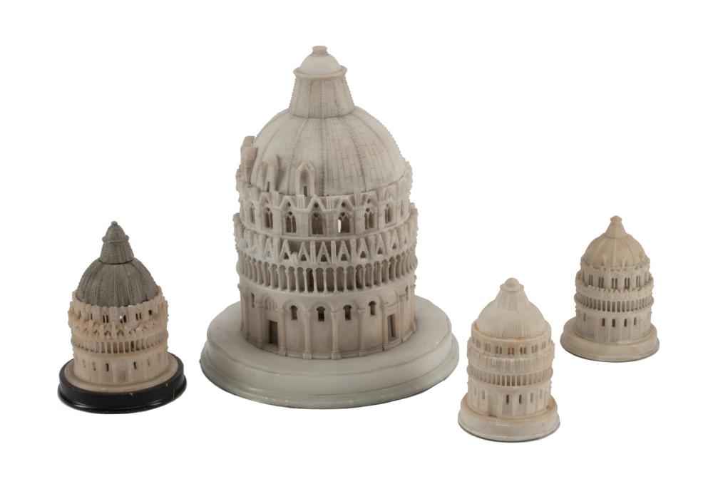 Appraisal: Four Italian Grand Tour Alabaster Models of the Pisa Baptistry