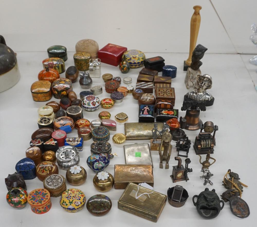 Appraisal: Collection of Metal Wood and other Boxes and Figurines