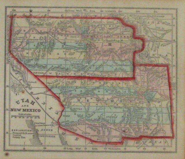 Appraisal: Antique map of Utah and New Mexico prior to the