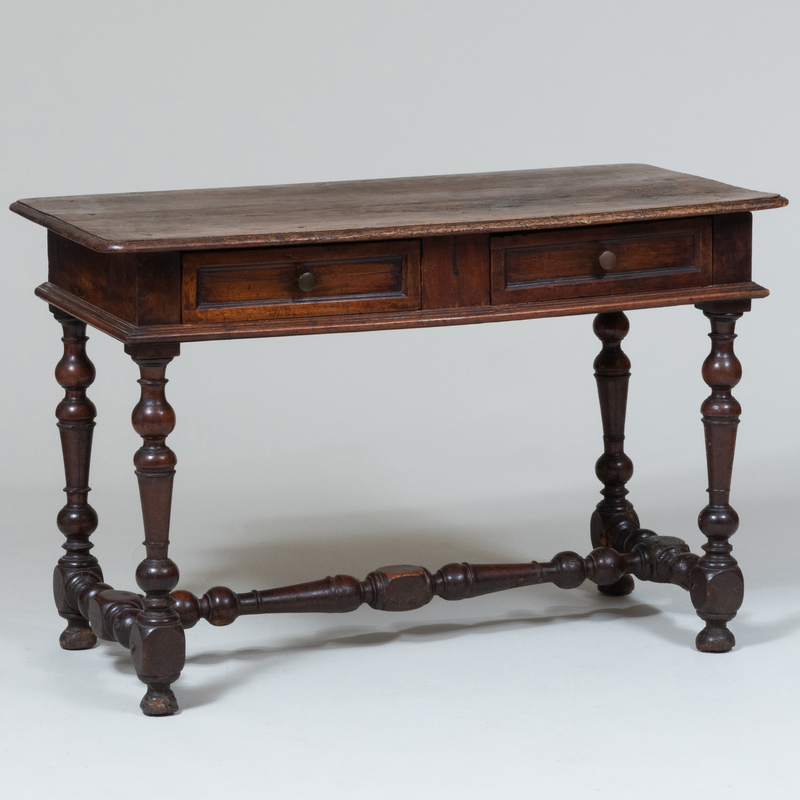 Appraisal: Louis XIII Style Carved Walnut Table Later label underneath numbered