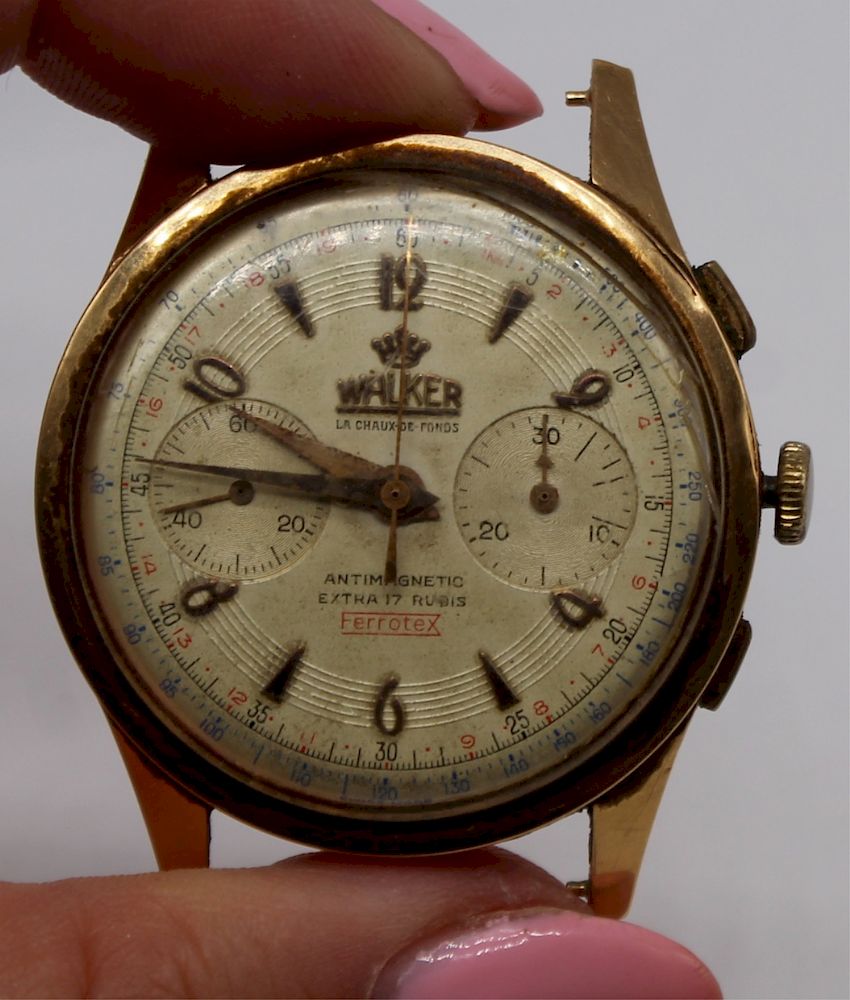 Appraisal: JEWELRY Walker Ferrotex kt Chronograph Watch Vintage Walker Ferrotex kt