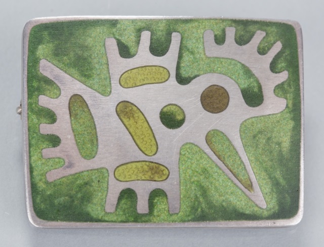 Appraisal: David Anderson Sterling Enameled Brooch Norwegian Abstract design Hallmarked to