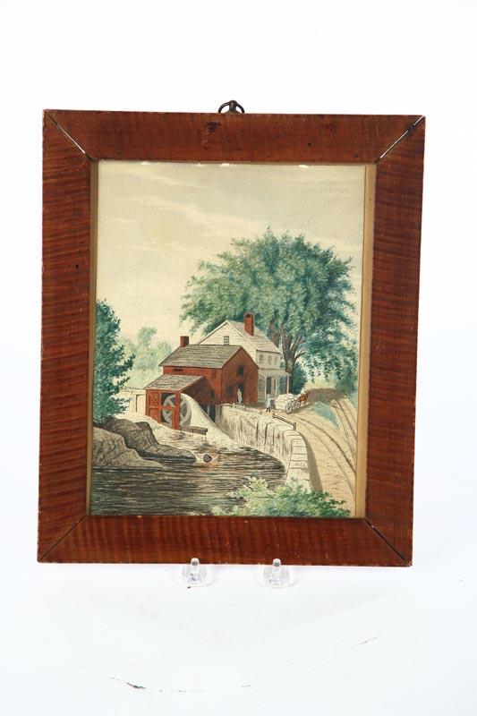 Appraisal: SCENE OF A WATERMILL AMERICAN SCHOOL TH CENTURY Watercolor on