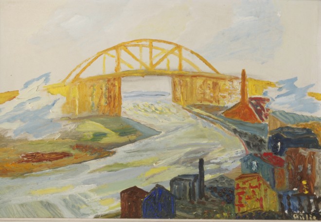 Appraisal: Norwegian - THE YELLOW BRIDGE Oil on board signed l