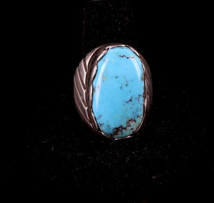 Appraisal: Navajo Sterling Silver Turquoise Ring Offered in this lot we