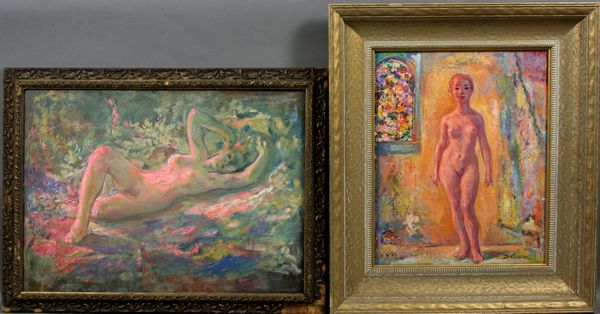 Appraisal: Group of two paintings by Alfred Di Cesare 'Nude Woman'