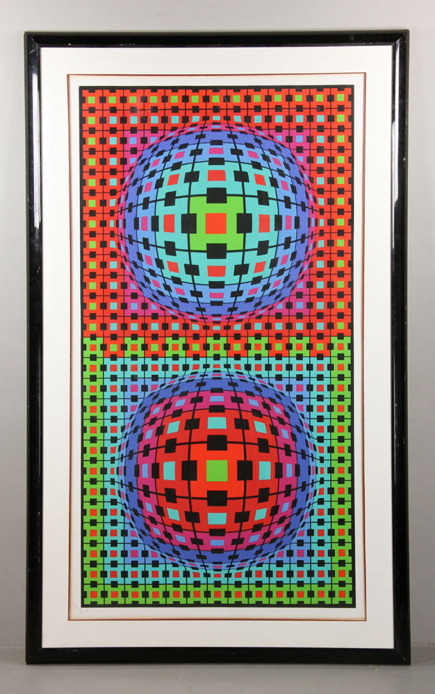 Appraisal: - Vasarely Abstract Serigraph Victor Vasarely geometric abstract serigraph signed