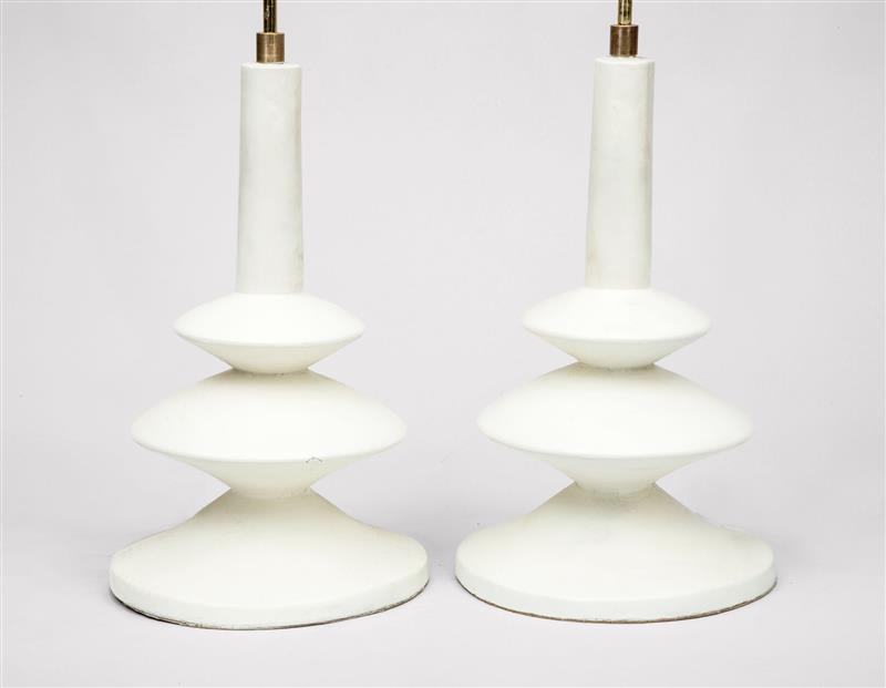 Appraisal: Pair of Lamps Style of Giacometti Plaster in overall x