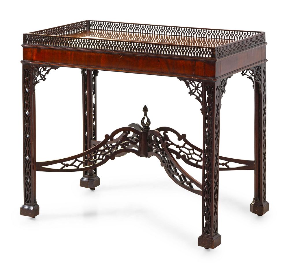 Appraisal: A Chinese Chippendale Carved Mahogany Silver Table A Chinese Chippendale