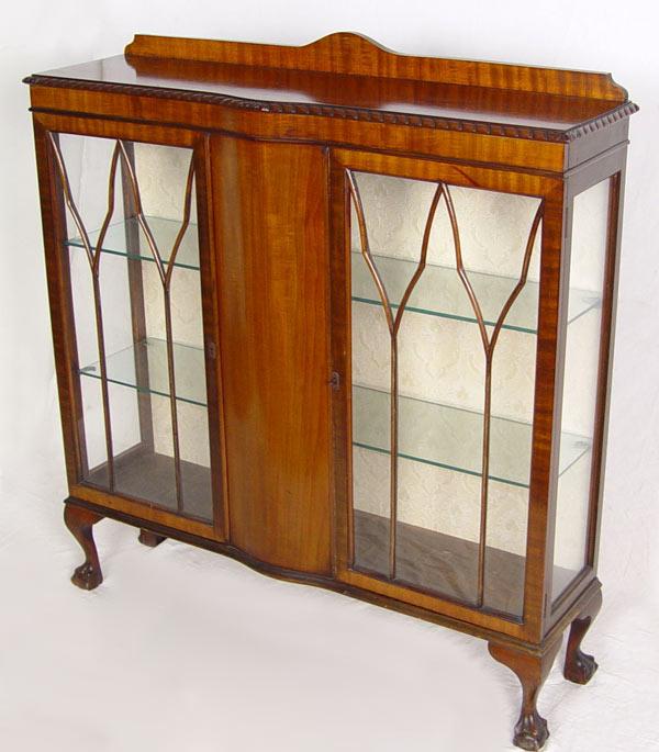 Appraisal: ENGLISH DISPLAY CASE Double door glass front display cabinet raised