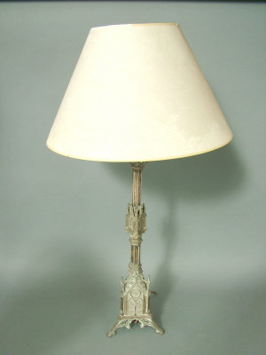 Appraisal: A Gothic style plated table lamp of columnar form height